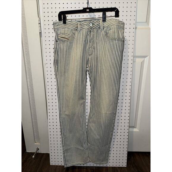 Diesel Safado Mens Designer Striped Jeans Size 32x30 Straight Fit Pre-owned - Picture 1 of 10